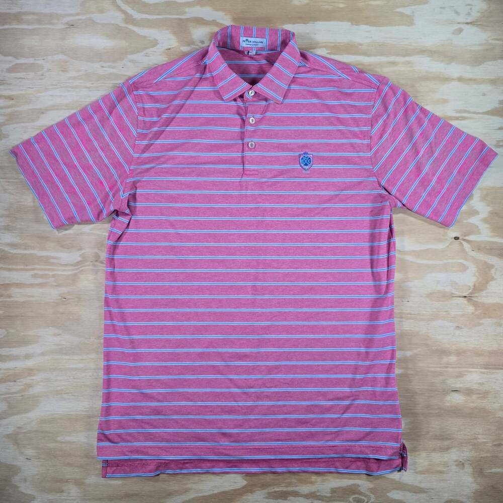 Peter Millar Striped Polo Shirt Pink Blue